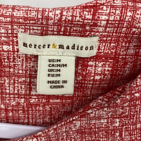 Mercer & Madison Womens Stretch Round Neck Short Sleeve Back Zip Blouse Medium - Picture 3 of 9